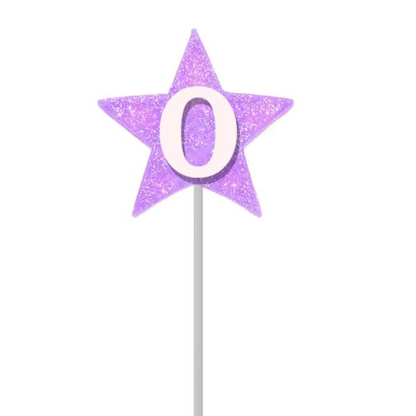 Imagem de Vela De Aniversário Estrela Lilás Roxo Números