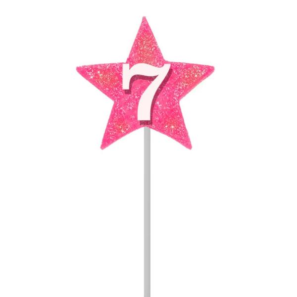 Imagem de Vela De Aniversário Estrela Rosa Números