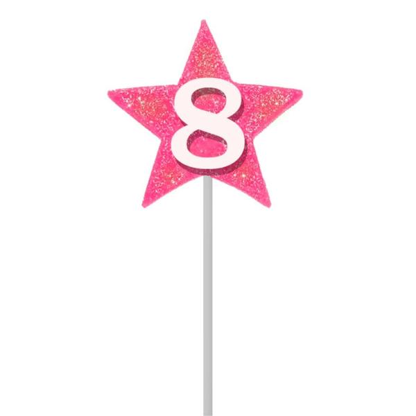 Imagem de Vela De Aniversário Estrela Rosa Números