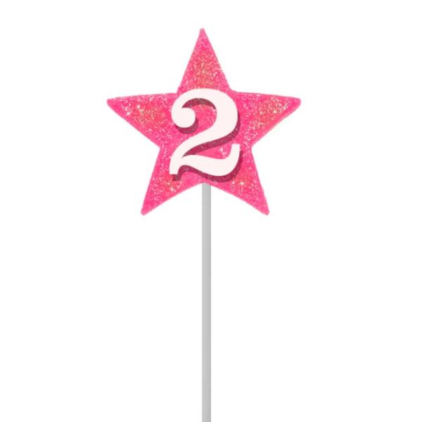 Imagem de Vela De Aniversário Estrela Rosa Números