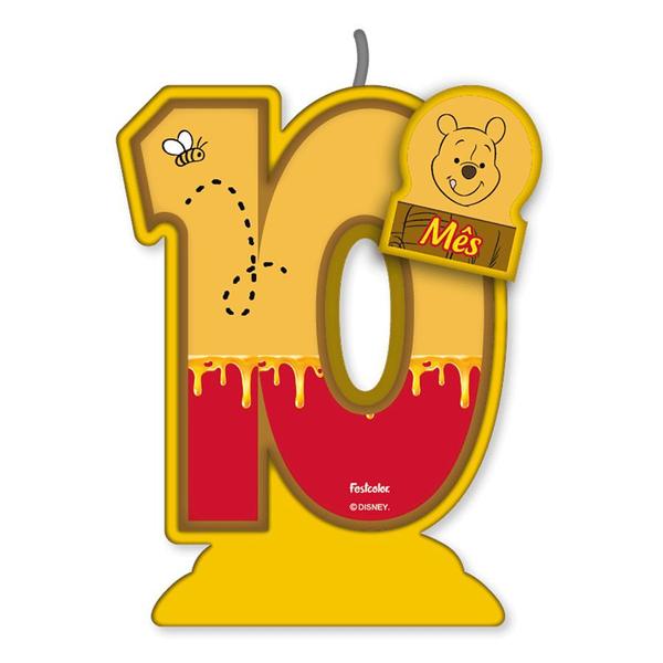 Vela de aniversario Festa Pooh e sua Turma - 10 meses - 01 Unidade - Festcolor - Rizzo Imagem de Vela de aniversario Festa Pooh e sua Turma - 10 meses - 01 Unidade - Festcolor - Rizzo