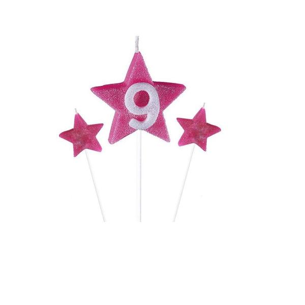 Imagem de Vela de Aniversário New Star Rosa - Número 9