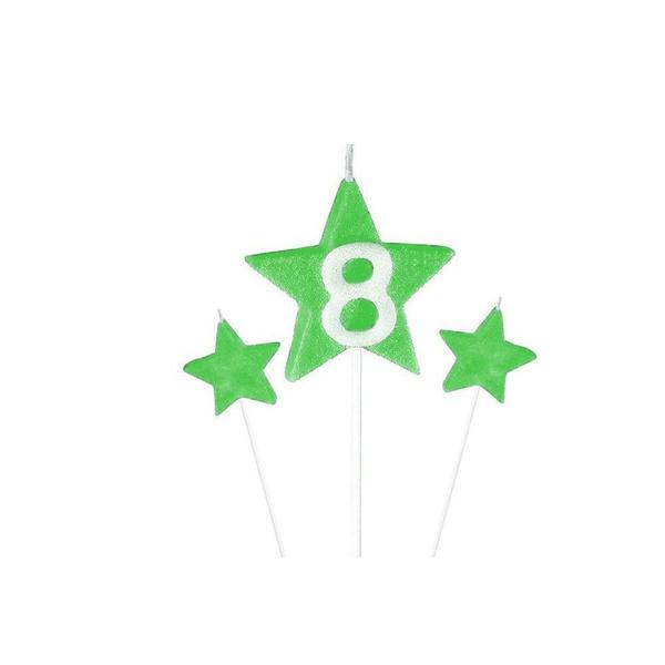 Imagem de Vela de Aniversário New Star Verde - Número 8