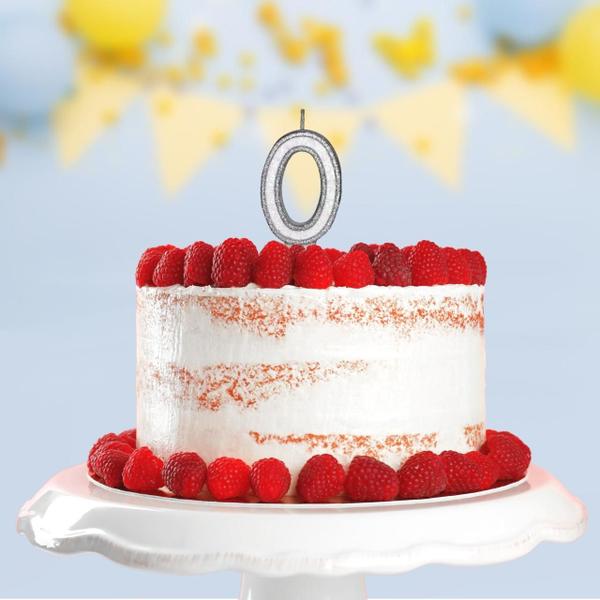 Vela De Aniversário Número Branco E Prata Com 1 Un. - Tamarozzi Imagem de Vela De Aniversário Número Branco E Prata Com 1 Un.