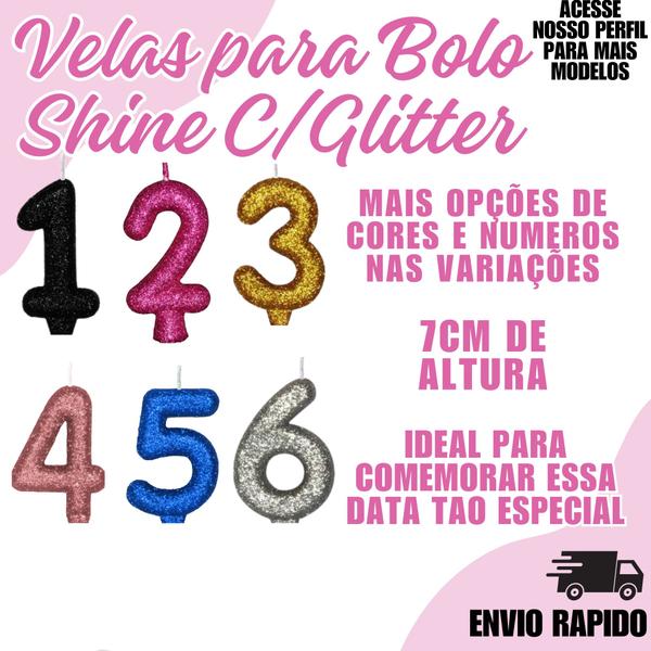 Imagem de Vela de Aniversário Para Bolo Shine C/Glitter