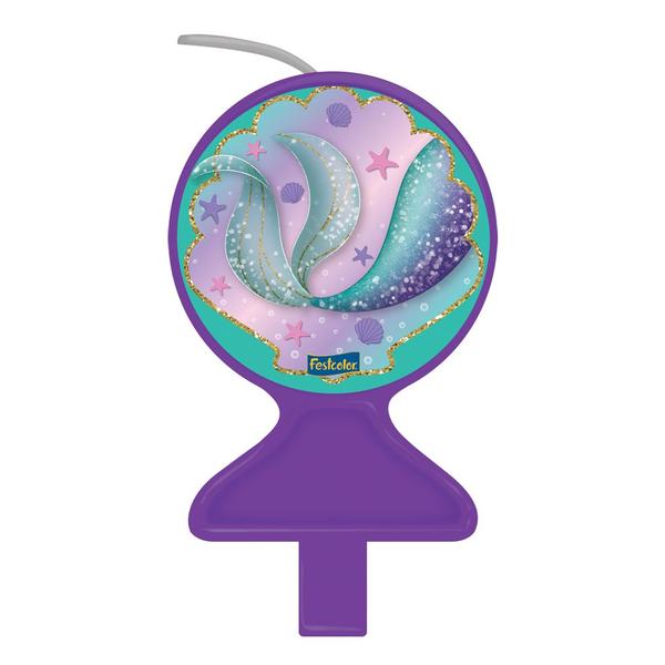 Vela de Aniversário Sereia Plana - Festcolor Imagem de Vela de Aniversário Sereia Plana
