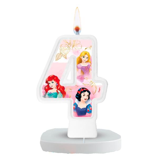 Imagem de Vela decoração Princesas Disney Número 4 festa Aniversário