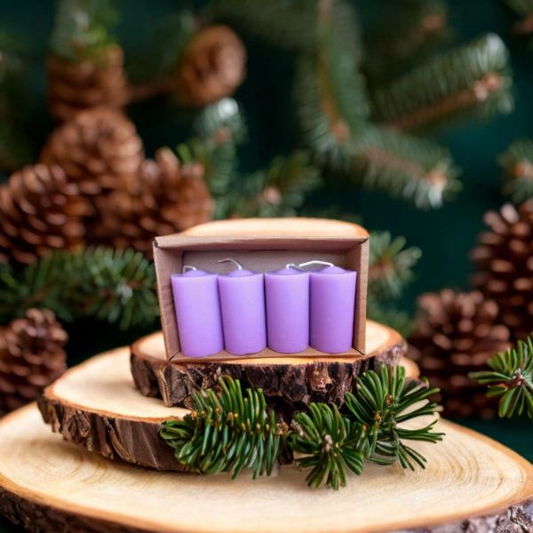 Vela Decorativa Lilás 4 uni 6cm Decoração - Encanto Velas Decorativas Imagem de Vela Decorativa Lilás 4 uni 6cm Decoração