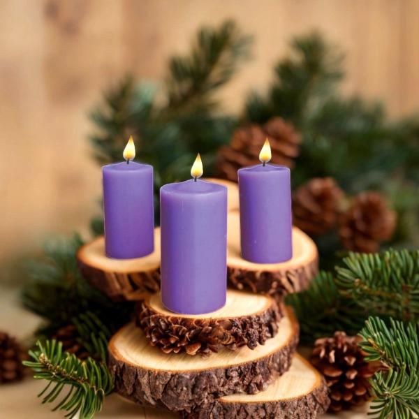 Vela Decorativa Lilás 4 uni 6cm Decoração - Encanto Velas Decorativas Imagem de Vela Decorativa Lilás 4 uni 6cm Decoração