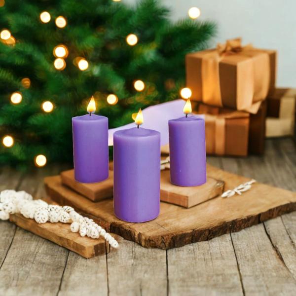 Vela Decorativa Lilás 4 uni 6cm Decoração - Encanto Velas Decorativas Imagem de Vela Decorativa Lilás 4 uni 6cm Decoração