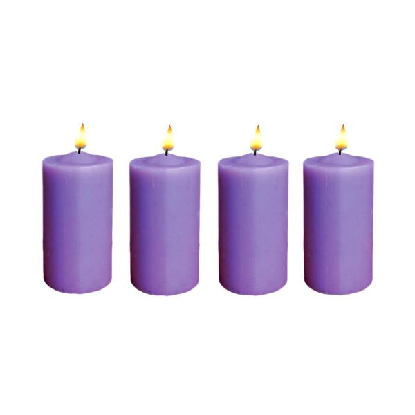 Vela Decorativa Lilás 4 uni 6cm Decoração - Encanto Velas Decorativas Imagem de Vela Decorativa Lilás 4 uni 6cm Decoração
