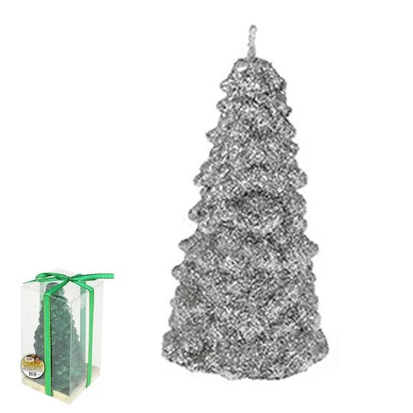 Vela decorativa natalina árvore de natal 10cm - prata - AIB VELAS Imagem de Vela decorativa natalina árvore de natal 10cm - prata