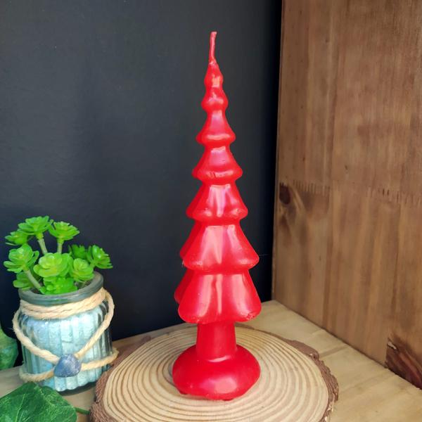 Imagem de Vela decorativa pinheirinho de natal vermelho 20cm