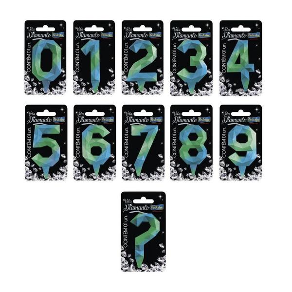 Vela Diamante Azul com Verde - 01 Unidade - Festcolor - Rizzo- Número: 4 Imagem de Vela Diamante Azul com Verde - 01 Unidade - Festcolor - Rizzo- Número: 4