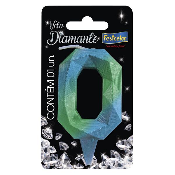 Imagem de Vela Diamante Azul com Verde - 01 Unidade - Festcolor