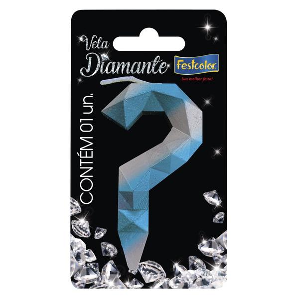 Imagem de Vela Diamante Azul Prateada - 01 Unidade - Festcolor