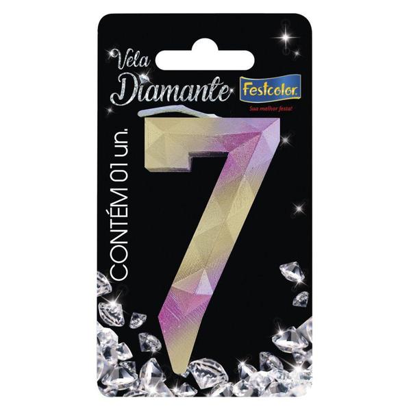 Vela Diamante Rosa com Dourado- 01 unidade - FestColor Imagem de Vela Diamante Rosa com Dourado- 01 unidade - FestColor