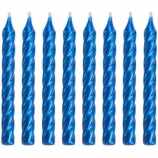Imagem de Vela Espiral Metalizada Azul royal 8 unid. - Silver Plastic