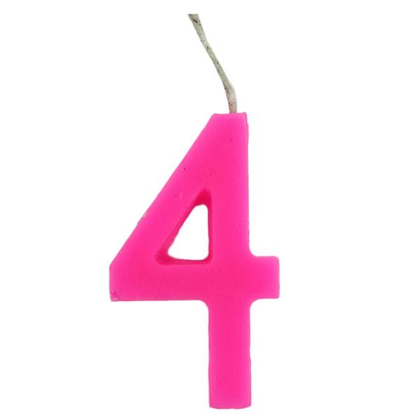 Imagem de Vela Grande 8cm Para Aniversários Nº 4 Rosa Com 1 Unidade