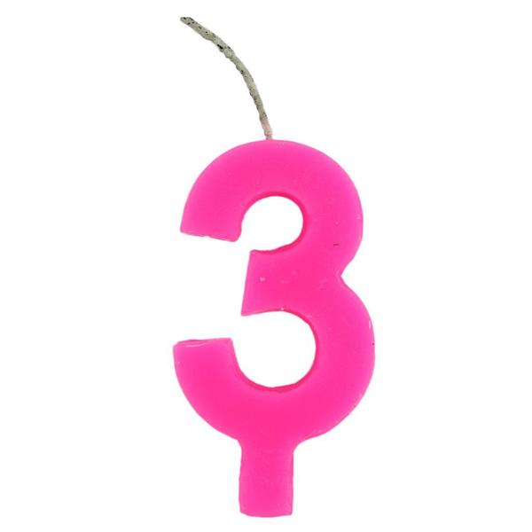 Imagem de Vela Grande Para Aniversários Nº 3 Cor Rosa Com 1 Unidade