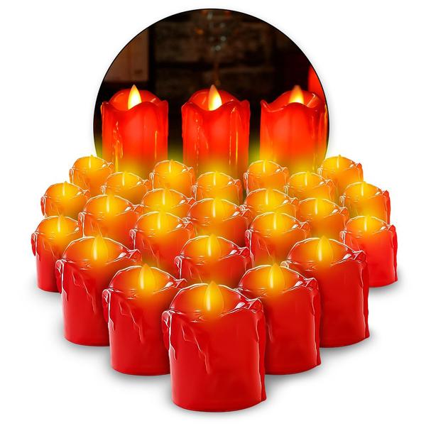 Vela Led Vermelha E Amarela Coloridas Decorativas 24 Unidade - Hxt Imagem de Vela Led Vermelha E Amarela Coloridas Decorativas 24 Unidade