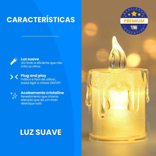 Vela Luz Led Transparente Artificial Eletroinica Kit 3 Uni. - Hxt Imagem de Vela Luz Led Transparente Artificial Eletroinica Kit 3 Uni.