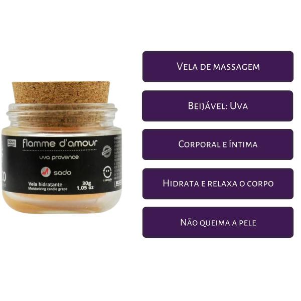 Vela Massagem Uva Beijavel Sad e Pena Sensorial e Tapa Olho - Santo Cosmeticos Imagem de Vela Massagem Uva Beijavel Sad e Pena Sensorial e Tapa Olho