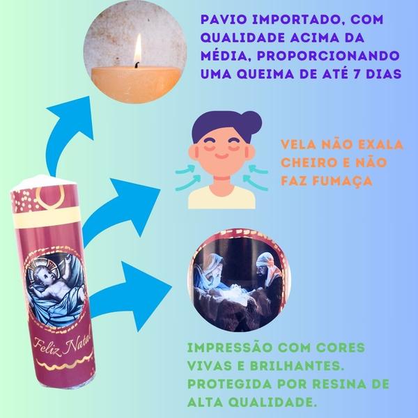 Vela Natalina Menino Jesus e Maria e José 1 Un 250gr - OS ARCANJOS Imagem de Vela Natalina Menino Jesus e Maria e José 1 Un 250gr
