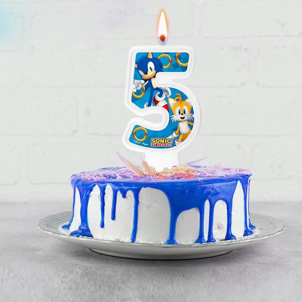 Imagem de Vela número 5 decoração festa Sonic aniversário