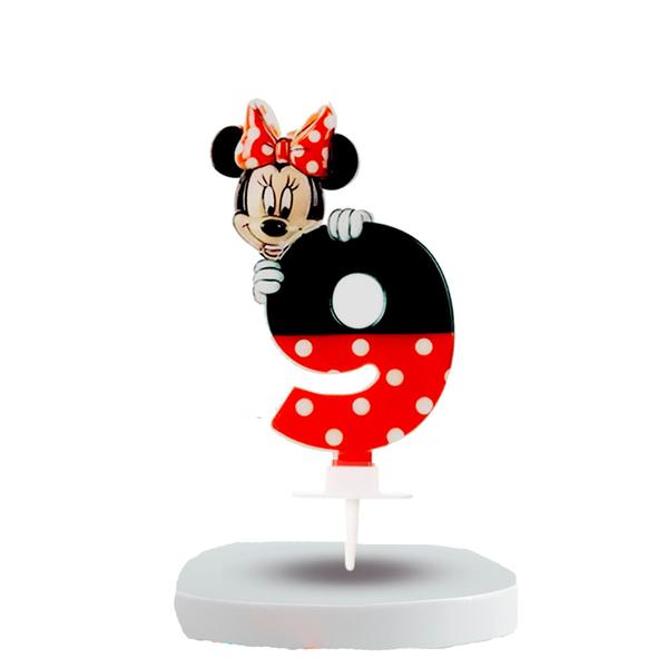 Vela Número 9 Festa Minnie Mouse decoração aniversário - SILVER PLASTC Imagem de Vela Número 9 Festa Minnie Mouse decoração aniversário