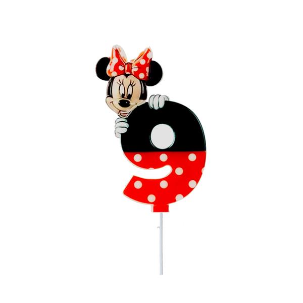 Vela Número 9 Festa Minnie Mouse decoração aniversário - SILVER PLASTC Imagem de Vela Número 9 Festa Minnie Mouse decoração aniversário