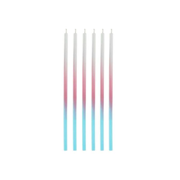 Vela Palito Dégradé Rosa e Azul Candy 15 cm - 1 unidade Pct. c/ 6 unds. - Silver Festas - Rizzo Imagem de Vela Palito Dégradé Rosa e Azul Candy 15 cm - 1 unidade Pct. c/ 6 unds. - Silver Festas - Rizzo