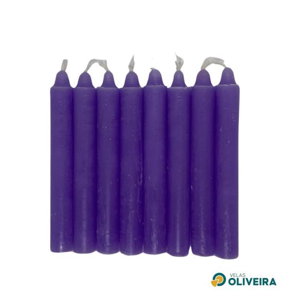 Imagem de Vela Palito Roxa  50 Unidades 12cm 15,8 diametro- (Por Kilo) 100% Parafina