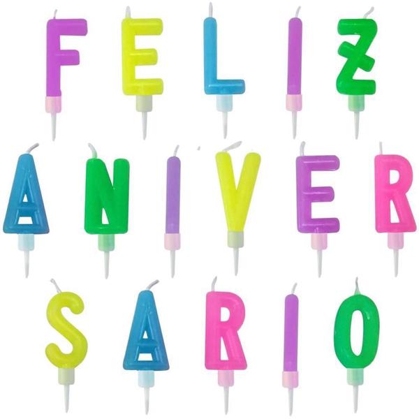 Imagem de Vela Para Aniversário Feliz Aniversário Color 2,5Cm