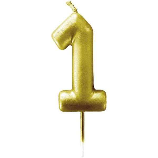 Imagem de Vela para Aniversario N.01 Metalizada Ouro 6CM