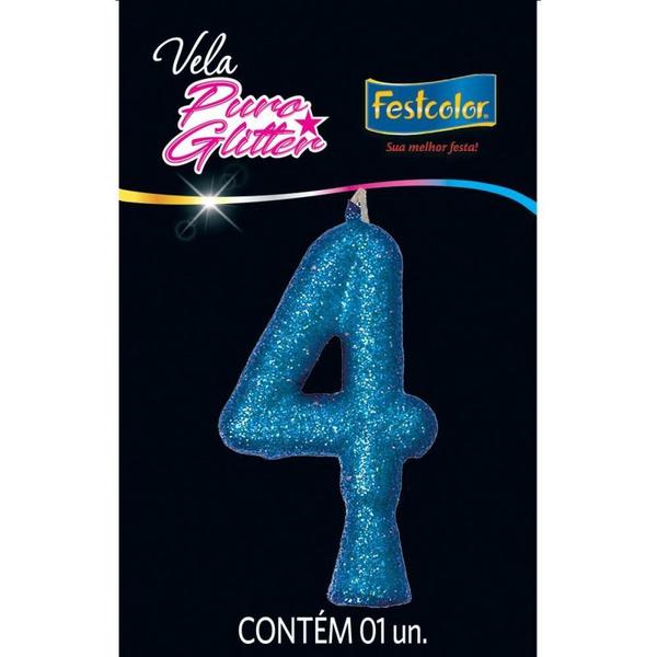 Imagem de Vela para Aniversario N.04 Glitter Azul