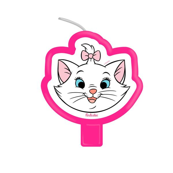 Vela Plana Decoração Gatinha Marie festa aniversário - Festcolor Imagem de Vela Plana Decoração Gatinha Marie festa aniversário