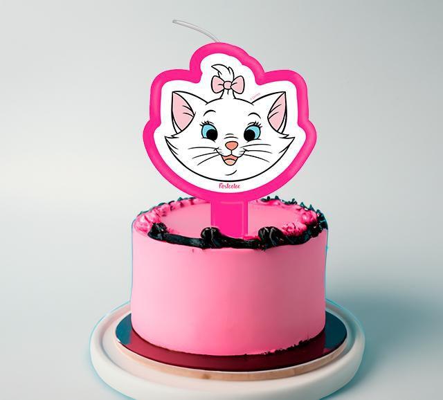 Vela Plana Decoração Gatinha Marie festa aniversário - Festcolor Imagem de Vela Plana Decoração Gatinha Marie festa aniversário