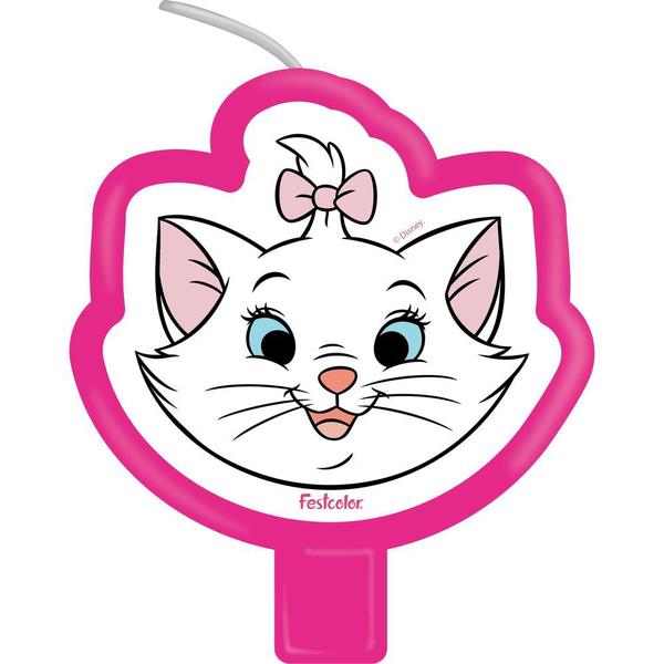 Vela Plana Decoração Gatinha Marie festa aniversário - Festcolor Imagem de Vela Plana Decoração Gatinha Marie festa aniversário