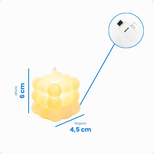 Imagem de Vela Quadrada Led Decoração Festa Eletrônica Chama Colorida