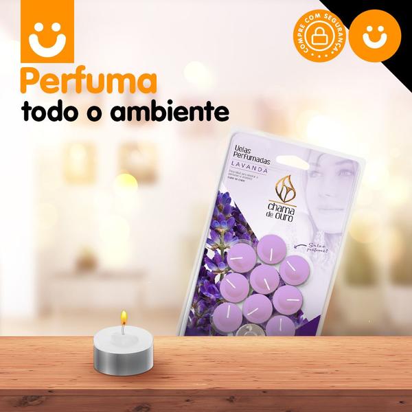 Imagem de Vela Rechaud Aromática Vela Perfumada Decorativa Aromaterapia 15g + 1 Vaso De Aluminio Decoração - Várias Opções de Fragrância