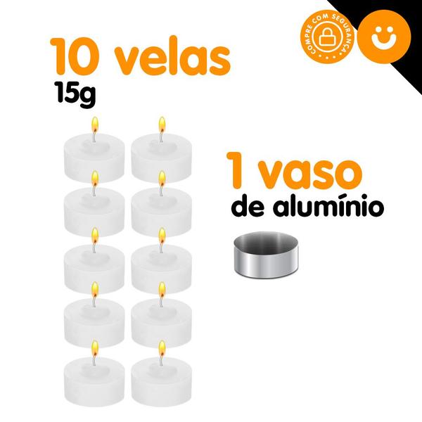 Imagem de Vela Rechaud Aromática Vela Perfumada Decorativa Aromaterapia 15g + 1 Vaso De Aluminio Decoração - Várias Opções de Fragrância