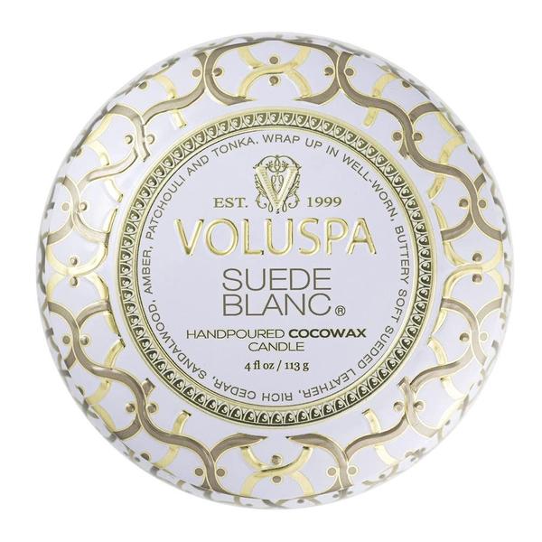 Imagem de Vela Voluspa Suede Blanc Mini Tin 25h de tempo de queima