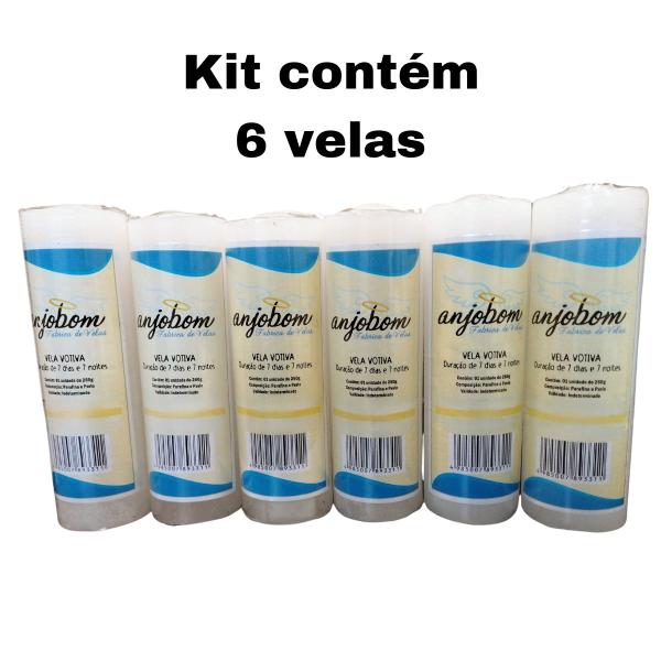 Imagem de Vela Votiva 7 Dias Imagem de Santos  Kit 6 Unid 260g