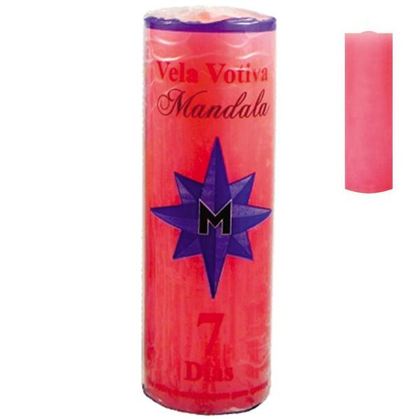 Vela Votiva 7 Dias Rosa - Mandala Esotérica Imagem de Vela Votiva 7 Dias Rosa
