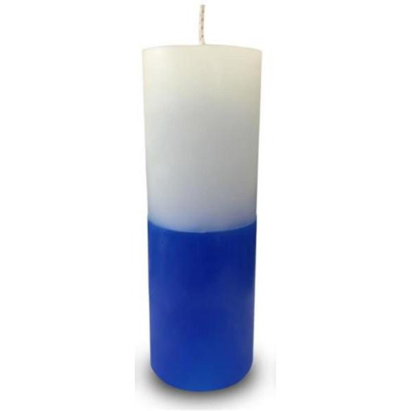 Vela Votiva de 7 dias Bicolor Branco e Azul com 18cm - Quilo - São Jorge Fábrica e Distribuidora Imagem de Vela Votiva de 7 dias Bicolor Branco e Azul com 18cm - Quilo