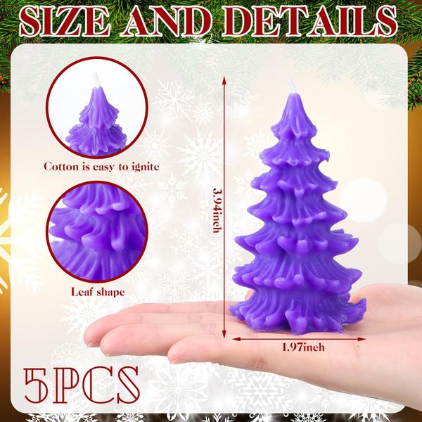 Imagem de Velas Advent Ziliny em forma de árvore de Natal, 5 peças, roxo, rosa