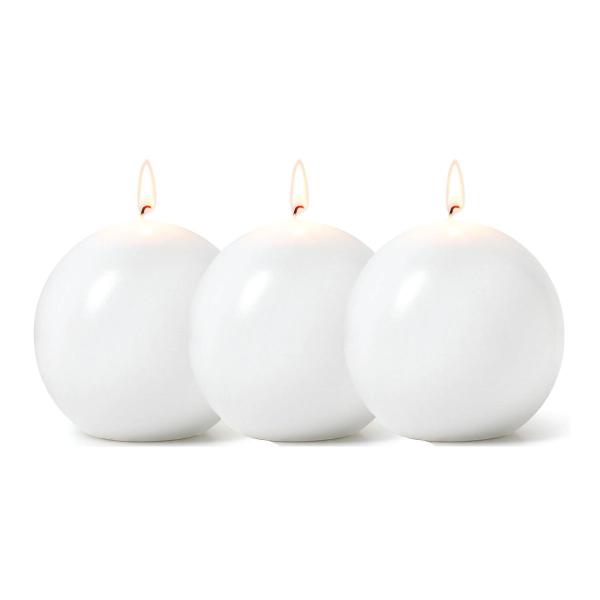 Imagem de Velas Bola Branca 4 Unidades 6 Cm