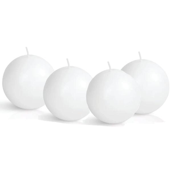 Imagem de Velas Bola Branca 4 Unidades 6 Cm