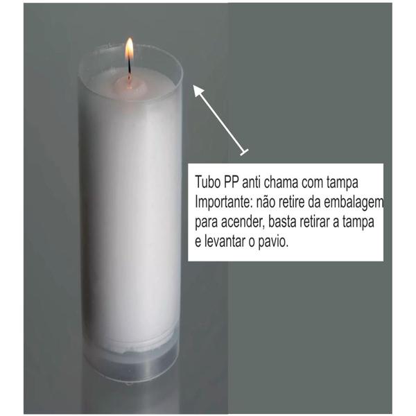 Imagem de Velas  De 7 Dias Branca 4 uni Santos Embalagem Tubo Anti Chama